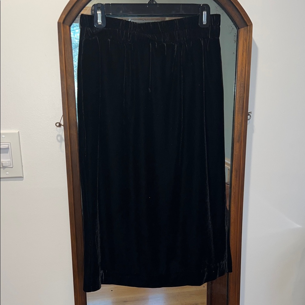 J. Crew Factory Black Velvet Midi Skirt NWT S